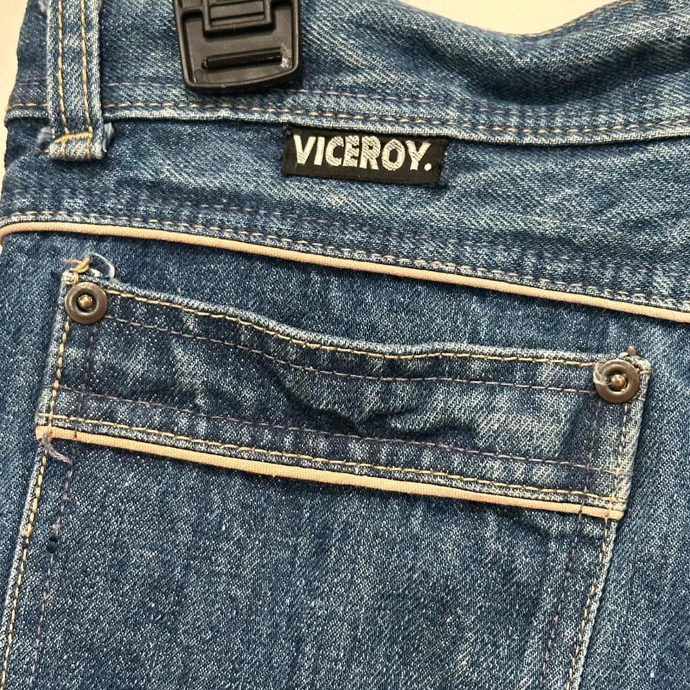 Vintage Viceroy Womens‎ Blue Denim Flare Jeans with Orange Stitching Size 28 x29 - Picture 8 of 12